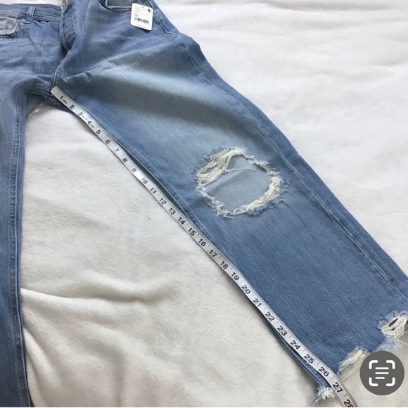 Free People Light Blue Distressed Straight Leg Jeans - Picture 5 of 6
